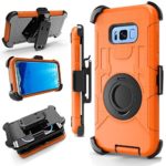 Samsung Galaxy S8 Plus Case, Jwest Kickstand Full-body Rugged Armor Military Grade Drop Heavy Duty Protection Case with Holster Belt Clip for Samsung Galaxy S8+ Plus 6.2 inch 2017 – Orange/Black