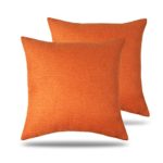 CARRIE HOME Solid Color Decorative Cotton Linen Throw Pillow Covers Orange Pillow Cases for Patio Couch Car, 18 x 18 Inches (Orange, Set of 2)