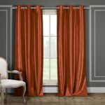 Duck River Textiles – Home Fashion Solid Faux Silk Grommet Top Window Curtains for Living Room & Bedroom – Assorted Colors – Set of 2 Panels (38 X 84 Inch – Rust Orange)