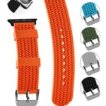 United Watch Bands Compatible with All Apple iWatches – Soft Silicone Tire Tread and Waterproof – Simple Slide-On Installation – Choose Color and Size (Orange Black, 42mm or 44mm)