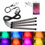 18 Color Car LED Strip Lights, Orange Tech 4Pcs 72 LED Car Interior Lights, 5050 SMD, Waterproof, Underbody Atmosphere Neon Lights Kit Strip with Sound Active and Wireless Remote Control (Colorful)