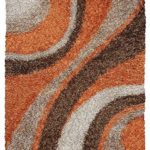 Rizzy Home Kempton Collection KM2325 Hand-Tufted Shag Area Rug 5′ x 7′ Orange-Brown