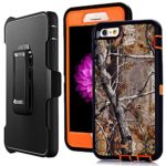 iPhone 6 Plus Holster Case,Harsel Defender Heavy Duty Shock Absorbent Camo Natural Wood 360 Rugged Hybrid Protection Case w/Screen Protector & Rotating Clip for iPhone 6 Plus /6s Plus 5.5″ (Tree O)