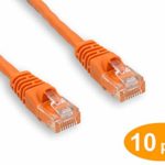 Cablelera ZPK145S14-10 Cat6 Ethernet Cable UTP Rated 550 MHz Network Patch Cable with snagless Molded Boots, Orange Color, 14′, 10 Pieces per Pack
