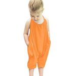 Kidsform Straps Rompers Jumpsuits for Girl Cotton Harem Trousers Sleeveless Backless Plain Summer One-Piece Pants Party with Pockets Orange 4-5 Years