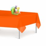 Orange 6 Pack Premium Disposable Plastic Tablecloth 54 Inch. x 108 Inch. Rectangle Table Cover By Dluxware