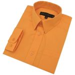 Johnnie Lene Big Boy’s Long Sleeves Solid Dress Shirt #JL32 (8, Orange)