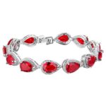 EVER FAITH Women’s Prong CZ Birthstone Teardrop Tennis Bracelet Silver-Tone