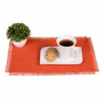 Eloine Linen Burlap Table Placemat -12 x 18 Inches – 6 Placemats Orange Color – High Density Burlap Hand Crafted Fringed-Rustic Natural Jute Set of 6
