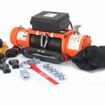AC-DK 12500lbs Electric Winch Water Proof IP67 Recovery Winch 12V DC Orange Color Come with Overload Protection, Winch Dust Cover and 2 Wireless Remotes (12500lbs with Synthetic Rope)