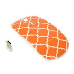 TopCase Quatrefoil/Moroccan Trellis Series Orange USB Optical Wireless Mouse for MacBook (pro, air) and All Laptop + TopCase Designed Chevron Mouse Pad