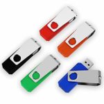 JUANWE 5 Pack 16GB USB Flash Drive USB 2.0 Swivel Thumb Drive Jump Drive Memory Stick Pen Drive – Black/Red/Blue/Green/Orange (16GB, 5 Mixed Color)