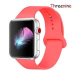 Threenine Watch Band, Durable Soft Silicone Compatible Watch Strap Replacement Sport Band Watch Band Series 4 Series 3 Series 2 Series 1 Sport, Edition (Watermelon Red, 40mm(38mm) S/M)