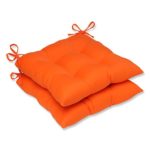 Pillow Perfect Outdoor Sundeck Tufted Seat Cushion, Orange, Set of 2