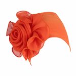 Women Ladies Retro Big Flowers Hat Turban Brim Hat Cap (Orange)