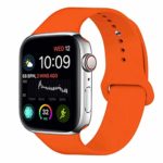 SHJD Watch Band 38MM 42MM 40MM 44MM,Soft Silicone Sport Strap Replacement Band Compatible with iWatch Series 1/2/3/4 S/M M/L(Orange, 42mm/44mm S/M)