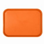 CAFETERIA TRAYS – FAST FOOD TRAY – CAFE – LUNCH – PLASTIC TRAYS ASSORTMENT OF COLORS 12″ X 16 1/4″ (Orange)