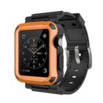 Simpeak Orange Rugged Protective Case with Black Strap Bands for Apple Watch 42mm Series 1 Series 2 Series 3