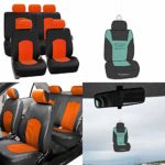 FH Group PU008115 Perforated Leatherette Full Set Car Seat Covers, Airbag & Split Ready, Orange/Black Color w. Free Air Freshener – Fit Most Car, Truck, SUV, or Van