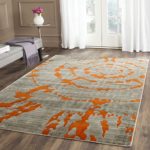 Safavieh Porcello Collection PRL7735F Light Grey and Orange Area Rug (5’2″ x 7’6″)