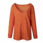 HIRIRI Women Solid Color Soft Sweater Long Sleeve Loose Blouse Ladies Pure Color Shirt Tank Crop Tops Orange