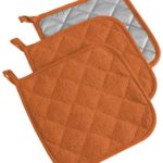 DII, Cotton Terry Pot Holders, Heat Resistant and Machine Washable, Set of 3, Spice