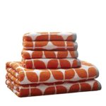 Lita Cotton Bathroom Towels , Jacquard Highly Absorbent Bath Towel Set , 6-Piece Include 2 Bath Towels & 4 Hand Towels ,  Orange Grey