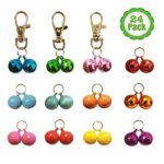 Bemix Pets Cat Collar Bells, 24-Pack, Dog Collar Bells, Loud Or Soft, Pet Bells for Potty Training, Colors (Red, Blue, Orange, Green, Pink, Purple) Matching Collars