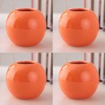 Set of 4 Vases Ceramic Plants Succulent Planter Pots Mini Decorative Bud Vase Garden Home Accent Gloss Colored Various 7 Colors (Set of 4 Orange)