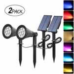 Solar Spotlights, T-SUNRISE Color Changing 7 LED Waterproof Outdoor Garden Wall Lights, Auto-on/Off, 180 Angle Adjustable Landscape Light, Separately Installed for Outdoor/Indoor Pack of 2 (7 Color)