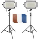Neewer 2 Pieces 500 LED Lighting Panel and Stand Kit Includes: (2) LED Video Light with 4 Dimmer Switch and (2) Heavy Duty 3-6.5 feet Adjustable Stand for YouTube, Portrait, Product Photography
