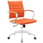 Modway Jive Ribbed Mid Back Computer Desk Swivel Office Chair In Orange