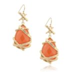 Wrapping Branch Color Stone Earrings (Orange Color)