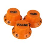 Yibuy Orange Color 1V2T Plastic Electric Guitar Bell Hat Knobs with Black Numbers for Electric Guitar Pack of 3