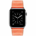 MARGE PLUS Compatible with Apple Watch Band 38mm 40mm, Genuine Leather Replacement Band Compatible with Apple Watch Series 4 (40mm) Series 3 Series 2 Series 1 (38mm) Sport and Edition, Sunset Orange