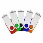 JUANWE 5 Pack USB 3.0 Flash Drive 64GB USB Thumb Drive Jump Drive Pen Drive Memory Stick Swivel Design – Black/Red/Blue/Green/Orange (64GB, 5 Mixed Color)