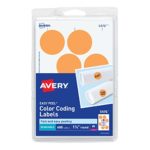 Avery Self-Adhesive Removable Labels, 1.25 Inches Diameter, Orange Neon, 400 per Pack (05476)