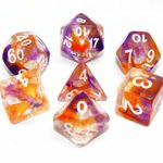 HD Polyhedral Dice Sets DND Game Dice for Dungeons Dragons(D&D) Role Playing Game(RPG) MTG Pathfinder Table Game Board Games Dice Flowing Series Double Color Transparent Dice (Purple-Orange)