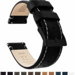 Barton Quick Release – Top Grain Leather Black Buckle Watch Band Strap – Choice of Width – 16mm, 18mm, 20mm, 22mm or 24mm