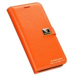iPhone X Case Wallet Genuine Leather – with Detachable Case Protective Stand Flip Cover Premium Case for iPhone X (2017) by Make mate (Orange)