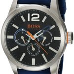 HUGO BOSS Orange Men’s Quartz Stainless Steel and Leather Casual Watch, Color:Blue (Model: 1513250)