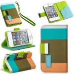Importer520 Flip PU Leather Card Holder Wallet Case Cover Pouch For iPhone 4 4S 4G -Color(Light Blue+Brown+Orange)