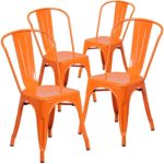 Flash Furniture 4 Pk. Orange Metal Indoor-Outdoor Stackable Chair