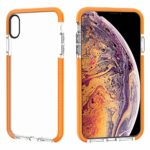 JAZ iPhone XS Max Case Clear Soft Silicone Rubber Bumper Cushion Antio-Scratch Hybrid Crystal Transparent Case Cover for Apple iPhone XS Max 6.5 inch (2018) – Orange