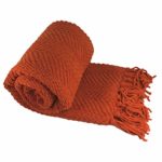 Home Soft Things Boon Knitted Tweed Throw Couch Cover Blanket, 50 x 60, Rust
