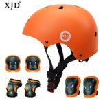 XJD Kids Helmet 3-8 Years Toddler Helmet Sports Protective Gear Set Knee Elbow Wrist Pads Roller Bicycle BMX Bike Skateboard Adjustable Helmets for Kids (Orange)
