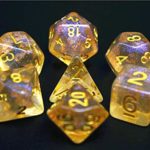 DND Polyhedral Dice Set RPG Dice Compatible Dungeons and Dragons Pathfinder,D&D,MTG,Table Game,Role Playing Game Dice Orange Transparent Dice with Color Changing Glitter