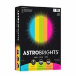 Astrobrights Color Paper, 8.5” x 11”, 24 lb/89 gsm, “Brights” 5-Color Assortment, 500 Sheets (99608)