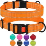 CollarDirect Reflective Dog Collar, Safety Nylon Collars for Dogs with Buckle, Outdoor Adjustable Puppy Collar Small Medium Large (Neck Fit 18″-26″, Orange)
