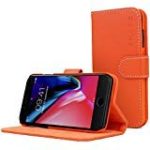 Snugg Legacy Leather Card Slot Flip Wallet Case for Apple iPhone 7 Plus – Orange